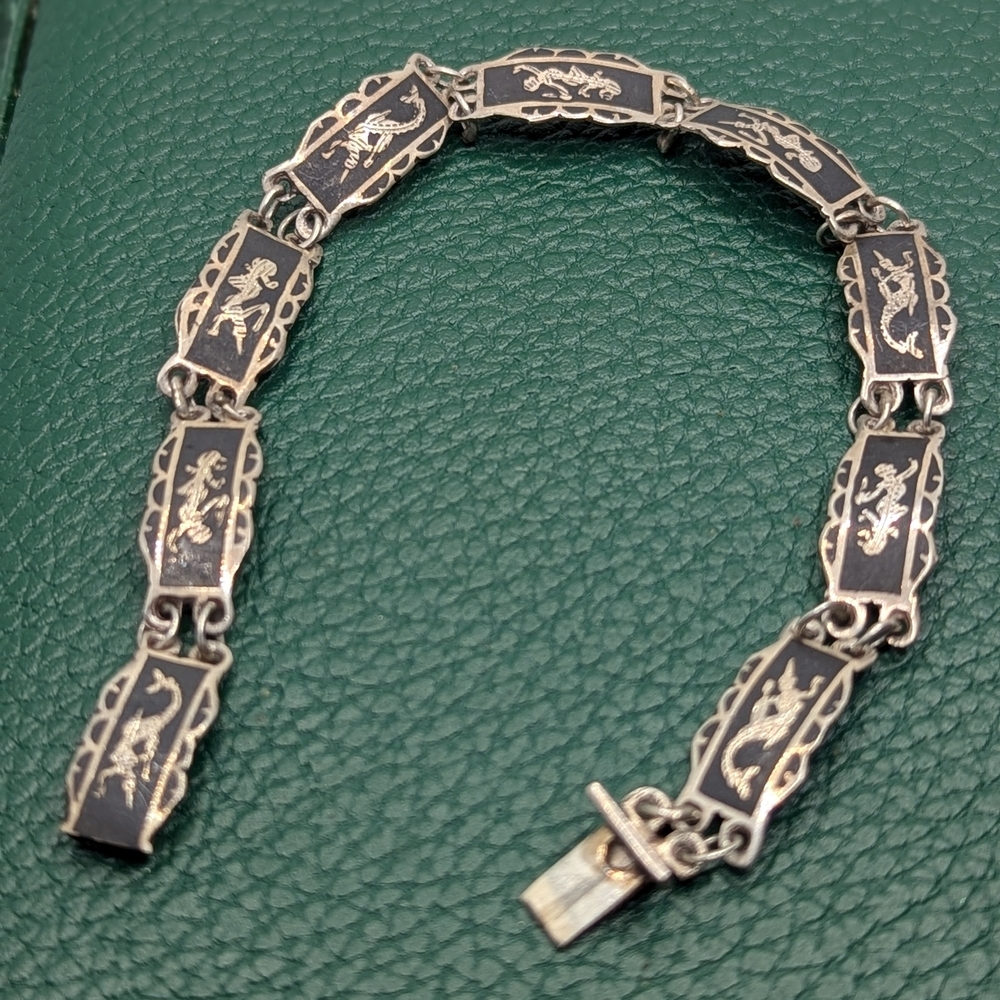 ✨ Vintage Mid-Century Siam Sterling Silver Niello Bracelet ✨